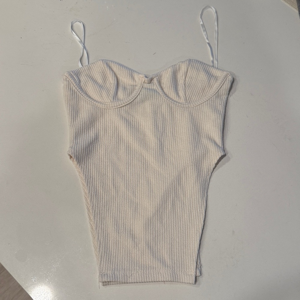 White Fox Cream Bustier Corset Top